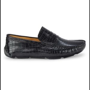 Saks fifth Ave Men's Black Croc-Embossed Leather Slip-On Loafers